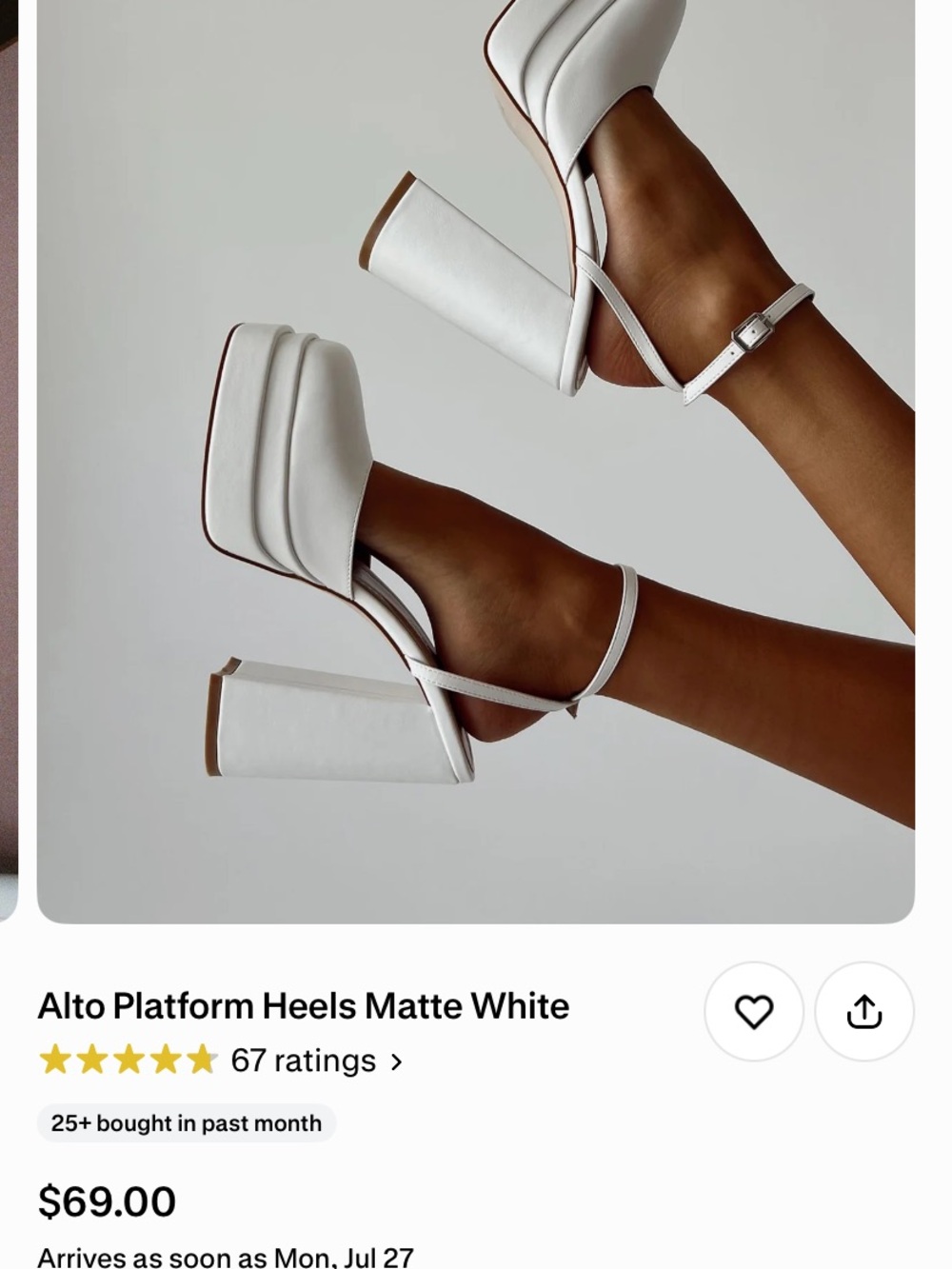 Princess Polly Alto Matte White Platform Block Heels